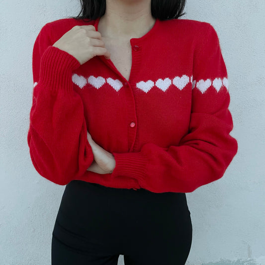 Cardigan cuori rosso