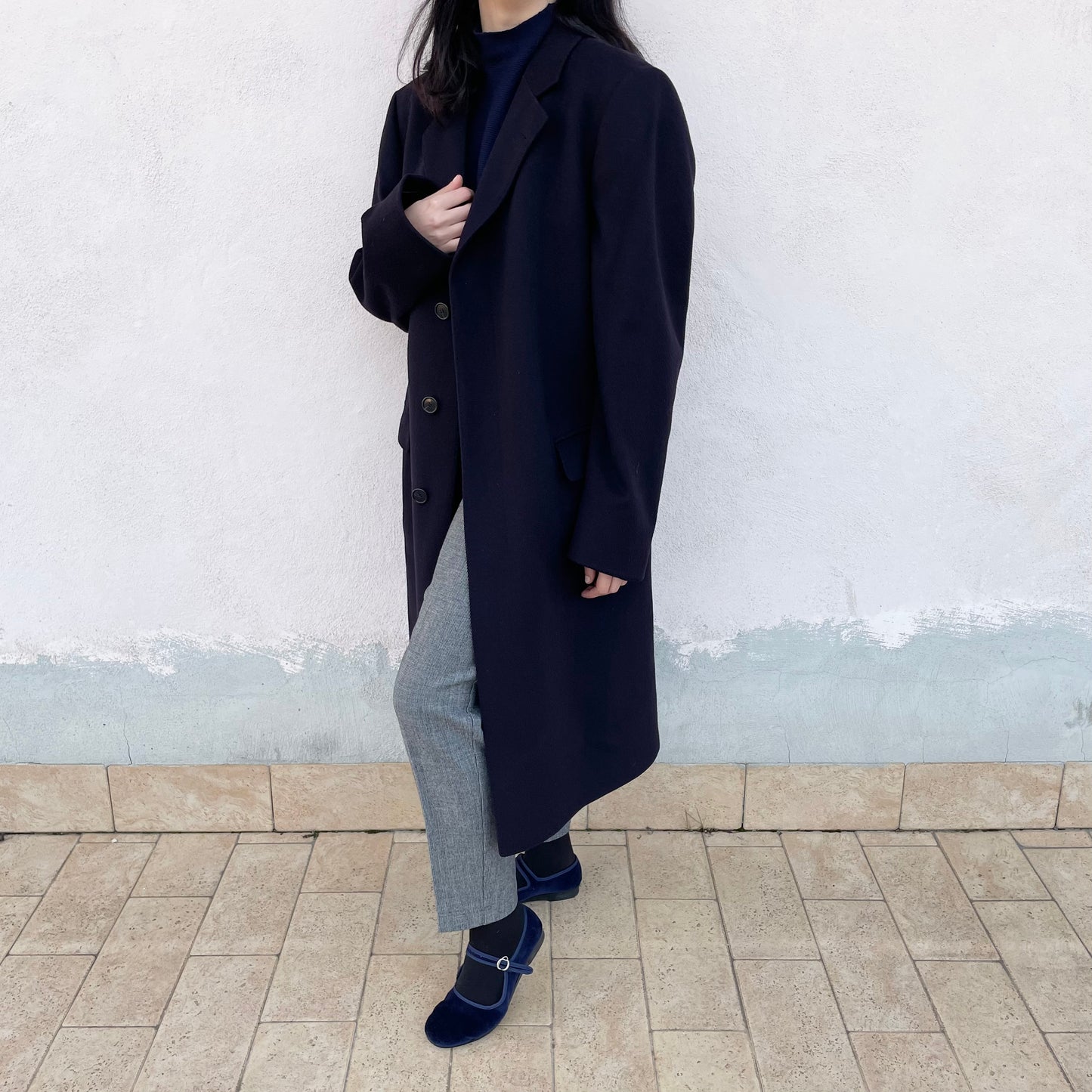 Cappotto blu inchiostro cashmere blend