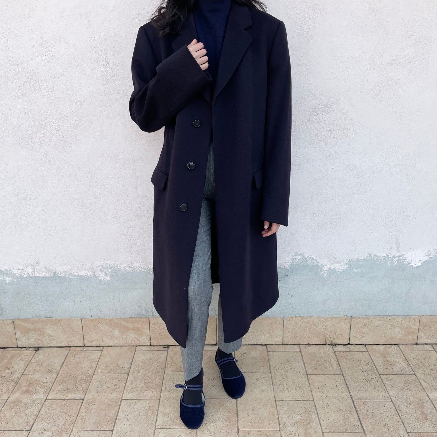 Cappotto blu inchiostro cashmere blend